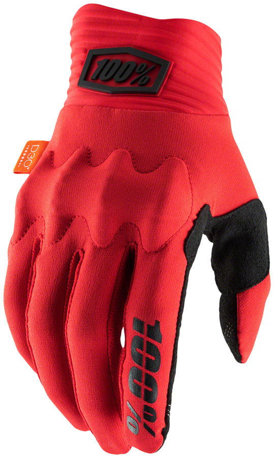 100% Cognito Gloves - Red/Black, Full Finger, Men's, Small 