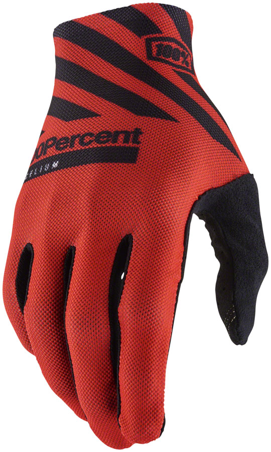 100% Celium Gloves - Racer Red, Full Finger, Men's, Medium 