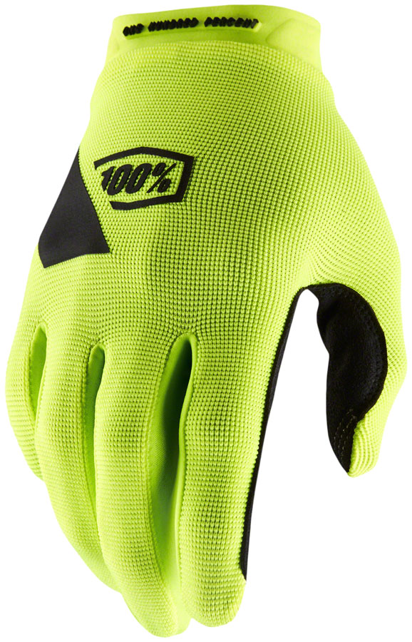 100% Ridecamp Gloves - Flourescent Yellow/Black, Full Finger, Women's, Small 