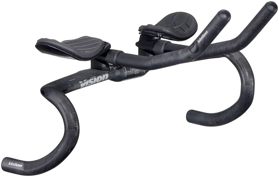 Vision Metron 4D Flat M.A.S. Handlebar with Extensions, 31.8mm Clamp Diameter, 400mm Width, 290mm J-Bend Extensions  Carbon