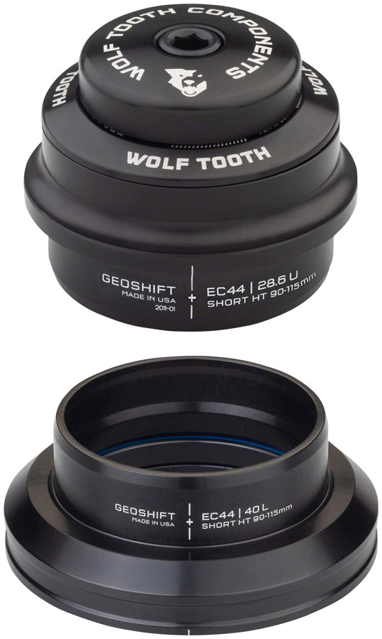 Wolf Tooth GeoShift Performance Angle Headset - 1 Deg, Short, EC44/EC44, Black 