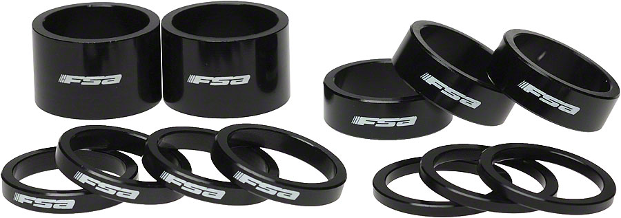 FSA Assorted Headset Spacer Kit 1-1/8" Black with Logo