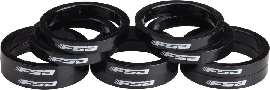 FSA Polycarbonate Headset Spacers 1 1/8" x 5mm 10 pcs Black