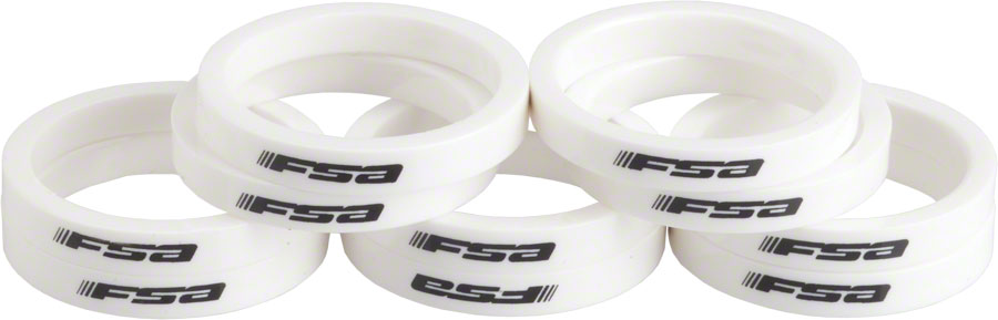 Full Speed Ahead Polycarbonate Headset Spacers 1 1/8" x 5mm 10 pcs White