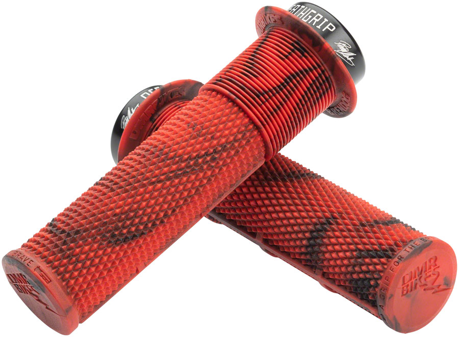 DMR DeathGrip Flanged Grips - Thin, Lock-On, Marble Red 