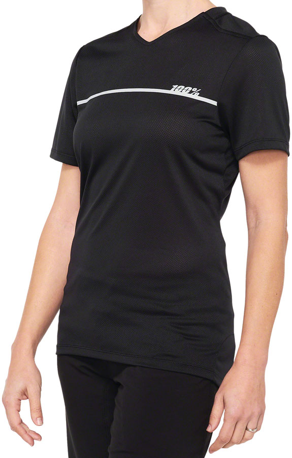 100% Ridecamp Jersey - Black/Gray, Women's, Short Sleeve, Small 