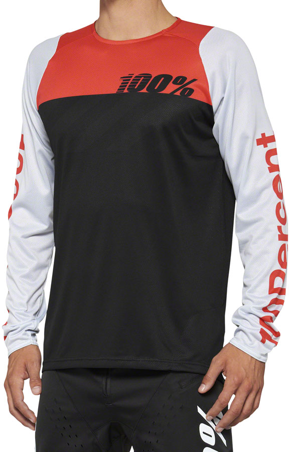 100% R-Core Jersey - Black/Red, Long Sleeve, Men's, Large 