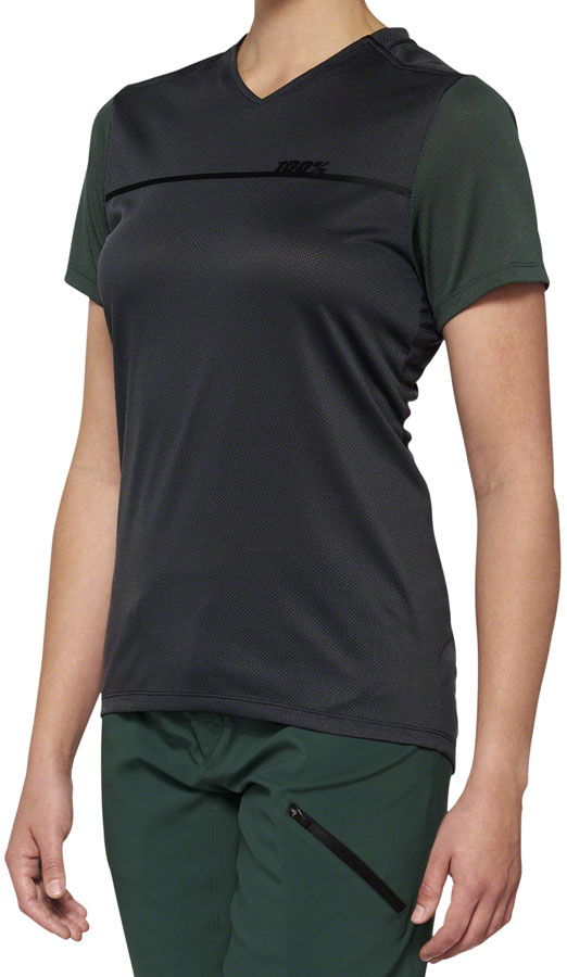 100% Ridecamp Jersey - Charcoal/Green, Short Sleeve, Women's, Small 