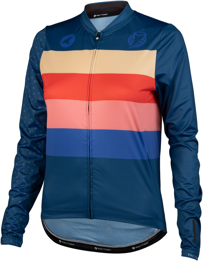 Salsa Team Polytone Women's Long Sleeve Jersey - Dark Blue, w/ Stripes, Large 