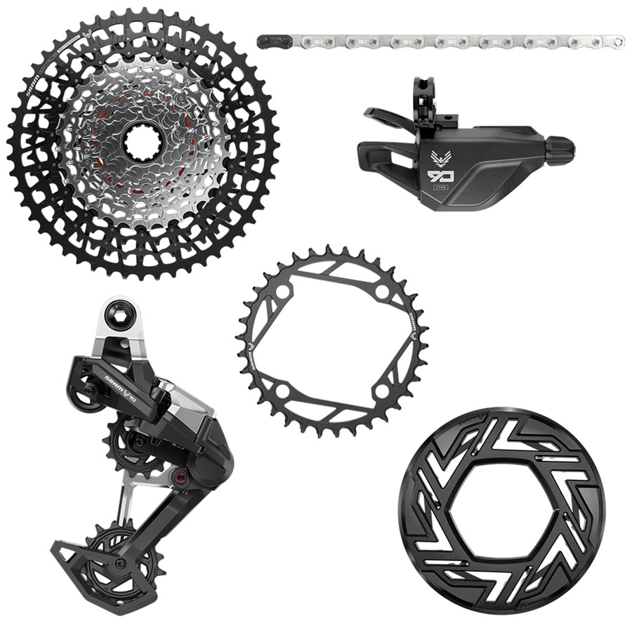 SRAM Eagle 90 Ebike Groupset - No Crank, 34T 104bcd, Clip-on Guard, Chain, XS-1275 10-52t, Single Click Shifter, Rear Derailleur