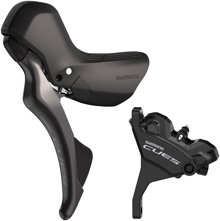 Shimano CUES ST-U6030 Shift/Brake Lever with BR-U6030 Hydraulic Disc Brake Caliper - Left/Front, 2x, Flat Mount Caliper, Black