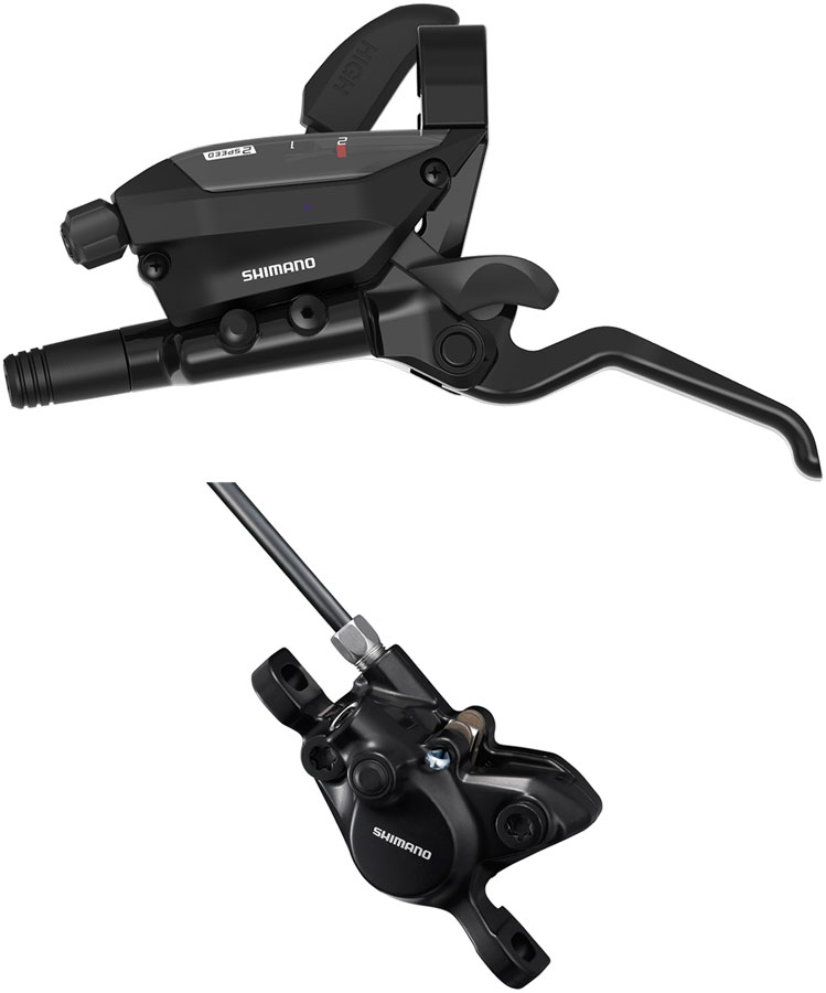 Shimano ST-EF515-2L EZ Fire Plus Shift/Brake Lever with BR-MT200 Disc Brake Caliper - Left/Front, 2x Shift, Post Mount, 2-Piston,  Black