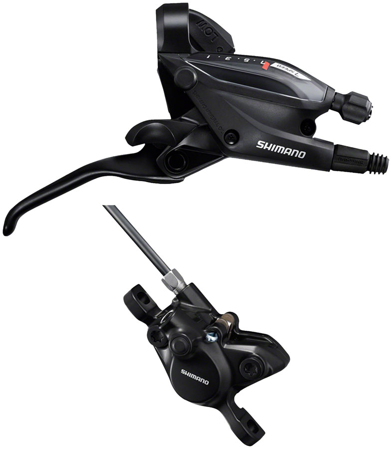 Shimano ST-EF505 EZ Fire Plus Shift/Brake Lever with BR-MT200 Disc Brake Caliper - Right/Rear, 7-Speed, 2-Piston, Black