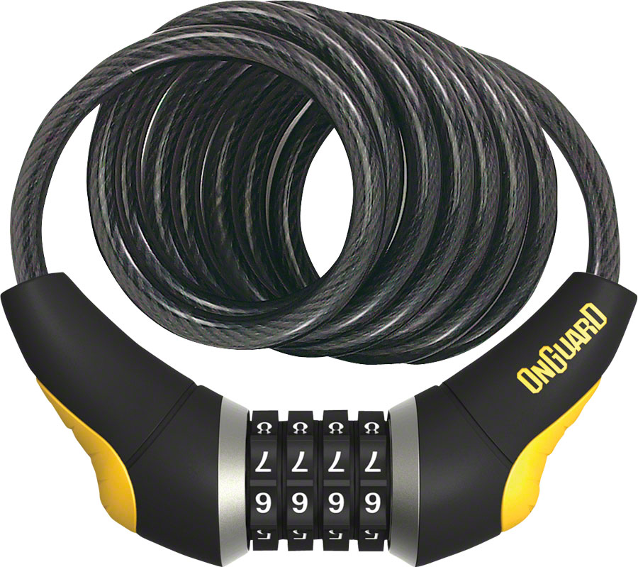 OnGuard Doberman Combo Cable Lock: 6' x 10mm, Gray/Black/Yellow 