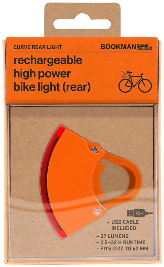 Bookman Curve Taillight - Rechargable, Orange | Bikeparts.Com