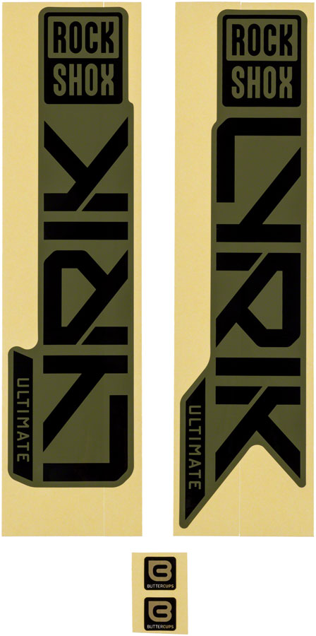 RockShox Fork Decal Kit - Lyrik Ultimate, 27.5"/29", Gloss Black For Gloss Green (2023+) (15%Off)