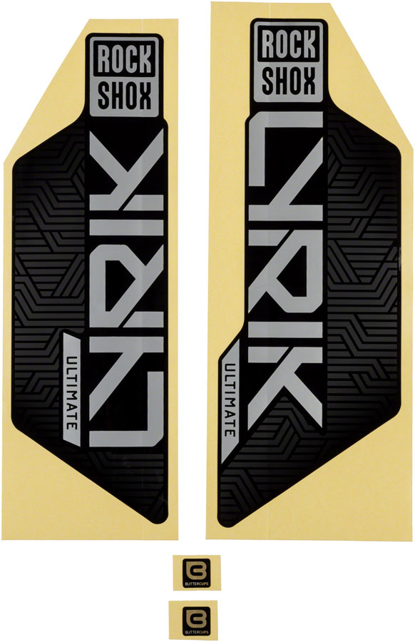 RockShox Fork Decal Kit - Lyrik Ultimate Flight Attendant, 27.5"/29", Matte Silver Foil For Gloss Black (2023+) (15%Off)