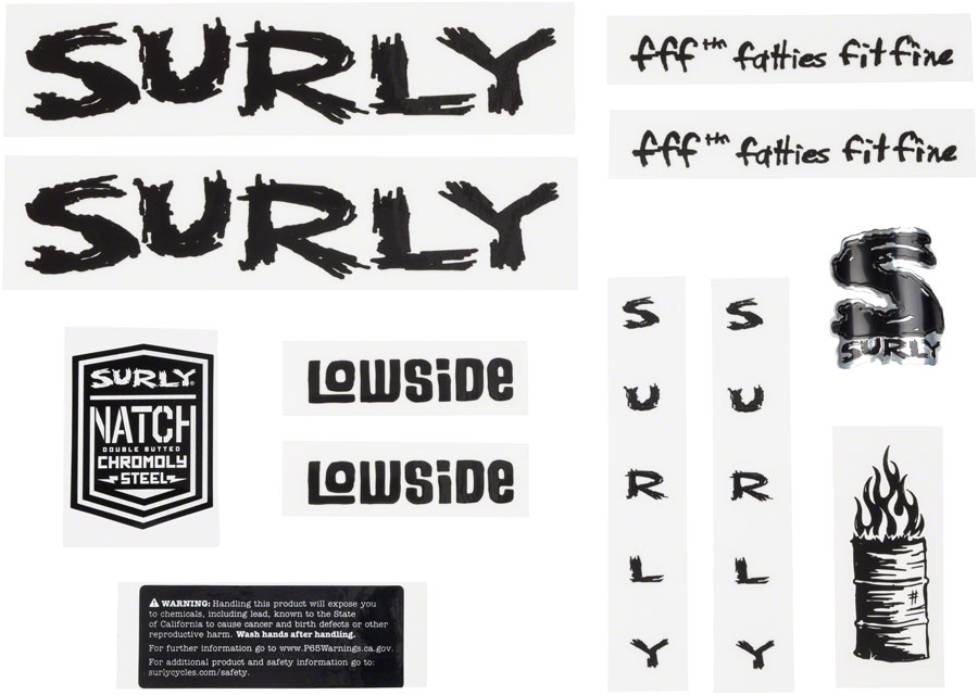 Surly Lowside Frame Decal Set - Black 