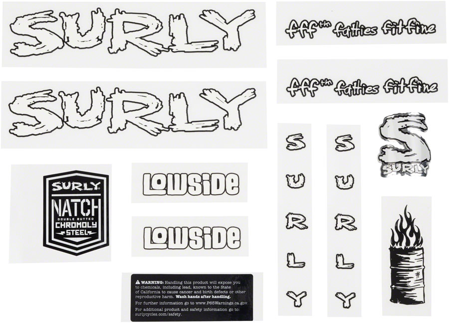 Surly Lowside Frame Decal Set - White 