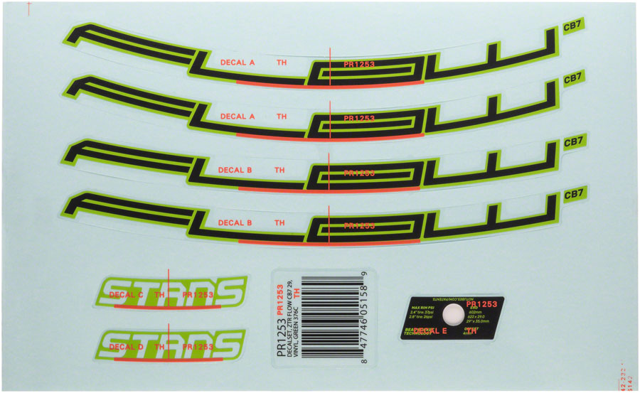 Stan's Flow CB7 Rim Decal - 27.5", Green, Set 