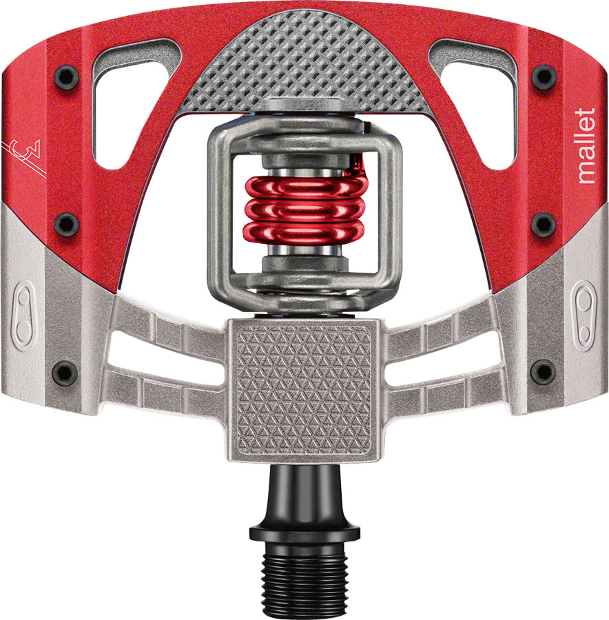 Crank Brothers Mallet 3 Pedals - Dual Sided Clipless with Platform, Aluminum, 9/16", Raw /Red 