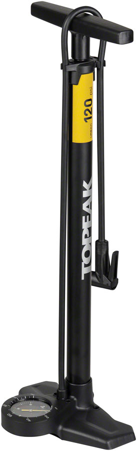 Topeak Joeblow Urban Ex Floor Pump - Steel Barrel / Plastic Base, 3.5" Base Mount Gauge, 120 Psi /8 Bar, Smarthead, Black/Sand 