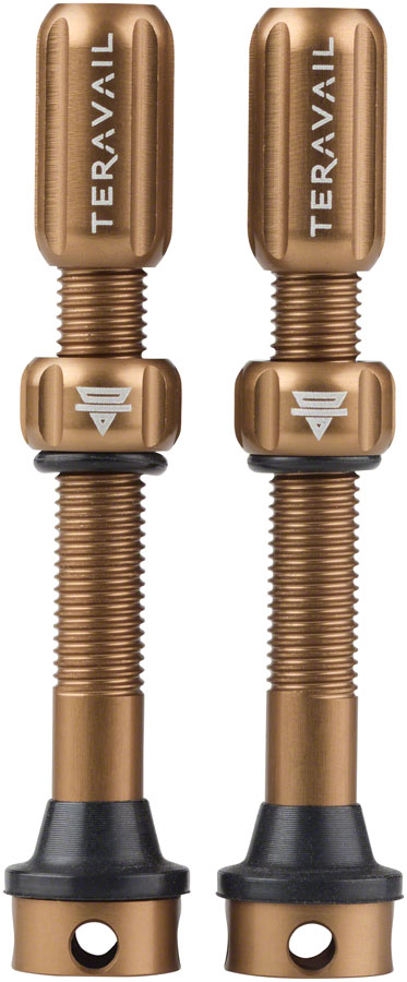 Teravail Alloy Tubeless Valves - Pair, 48mm, Matte Copper