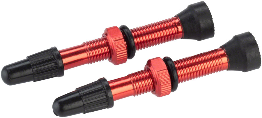 WHISKY No.9 Alloy Tubeless Valves - Pair, 40mm, Red 