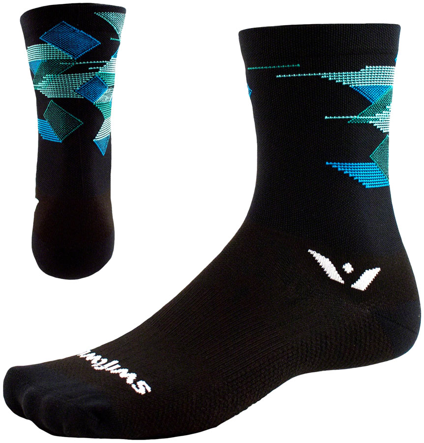 Swiftwick Vision Six Cubic Sock - 6", Black, Small 