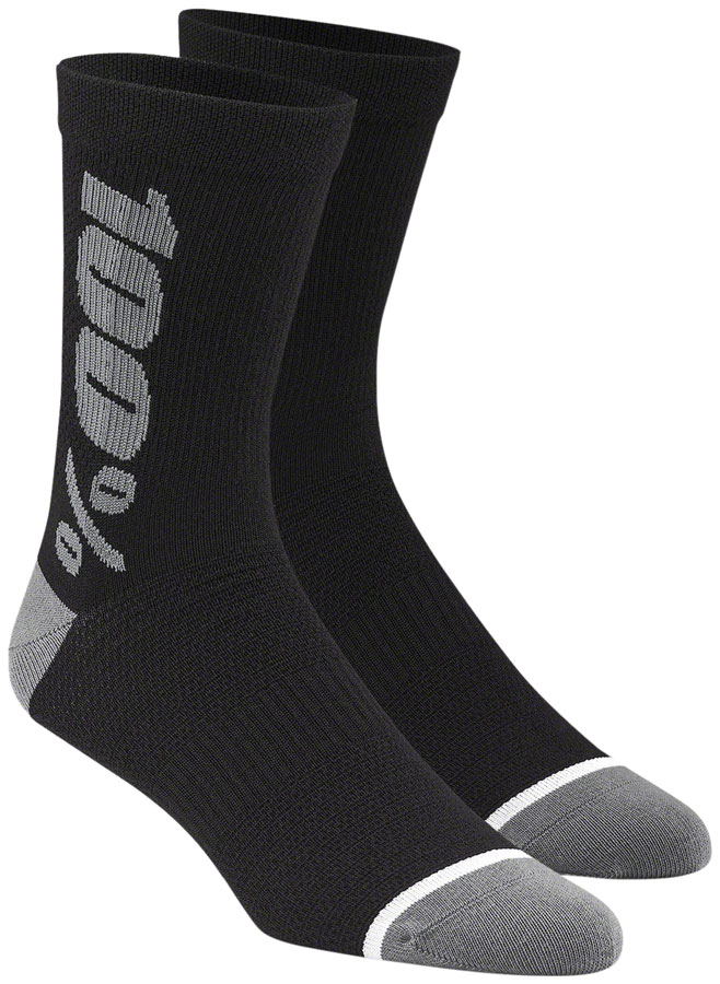 100% Rythym Merino Performance Socks - 6 inch, Black/Gray, Small/Medium