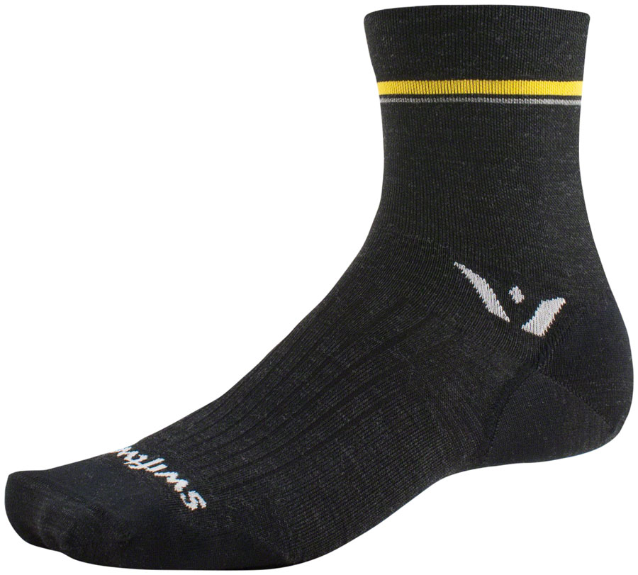 Swiftwick Pursuit Four Ultralight Socks - 4", Retro Stripe Charcoal, XL 