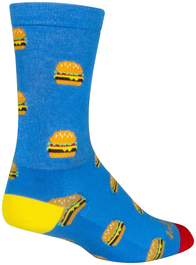 SockGuy Crew Burgers Socks - 6", Large/X-Large