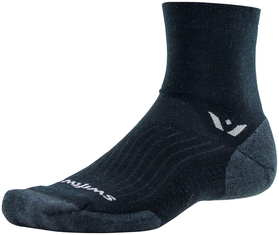 Swiftwick Pursuit Four Wool Socks - 4", Black, Medium 