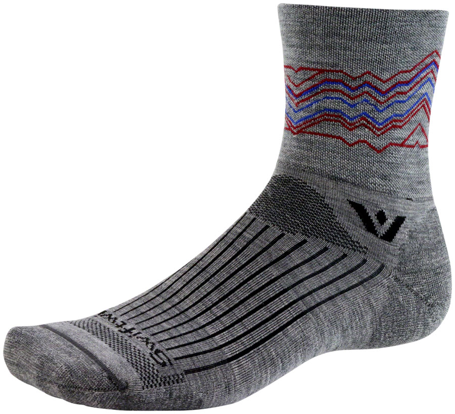 Swiftwick Pursuit Quarter Crew High Socks - 4", Heather Red, Medium