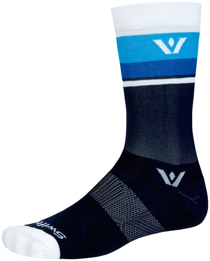SwiftWick Aspire Crew Socks - Navy/White, Medium