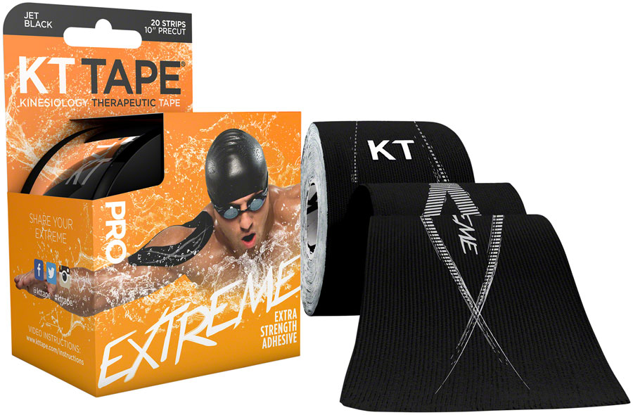 KT Tape Pro Extreme Kinesiology Therapeutic Body Tape: Roll of 20 Strips, Black