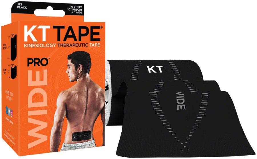 KT Tape Pro Wide Kinesiology Therapeutic Body Tape: Roll of 10 Strips, Black






