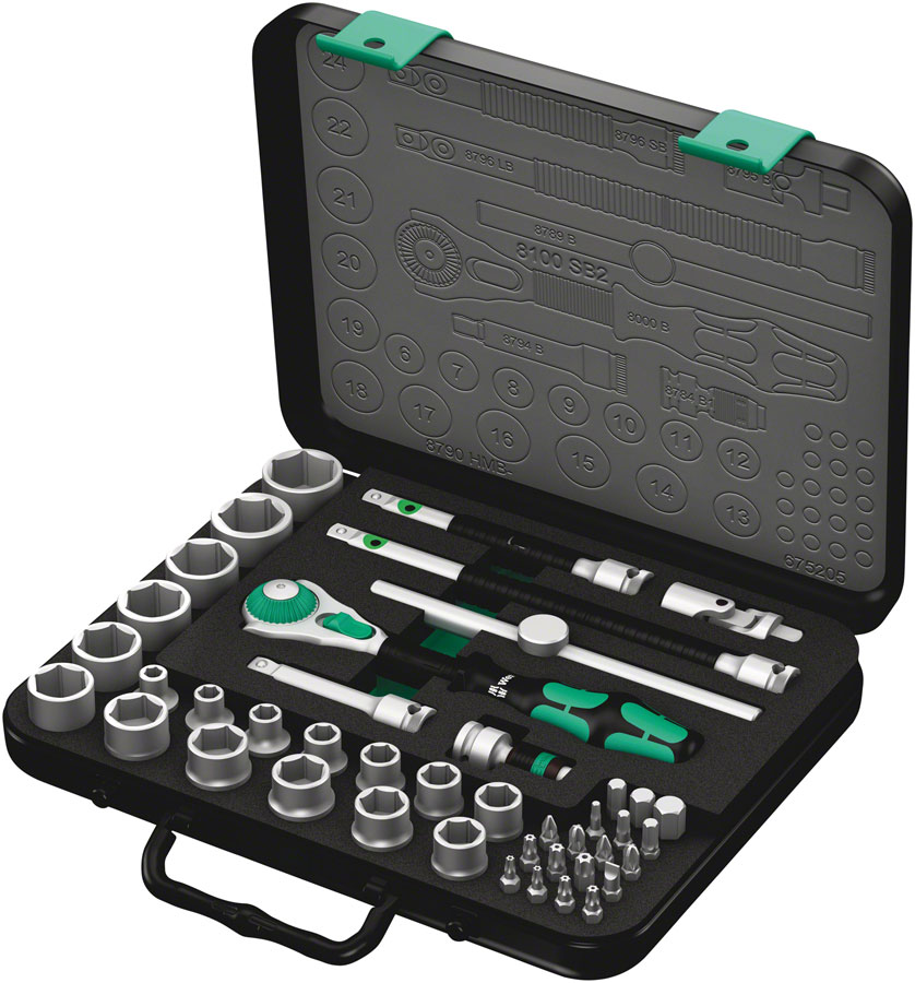 Wera 8100 SB 2 Zyklop Speed Ratchet Set, 3/8" Drive, Metric