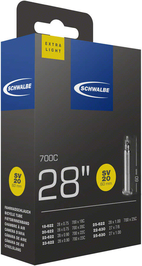 Schwalbe Extra Light Tube - 700 x 18 - 25mm, 60mm Presta Valve 