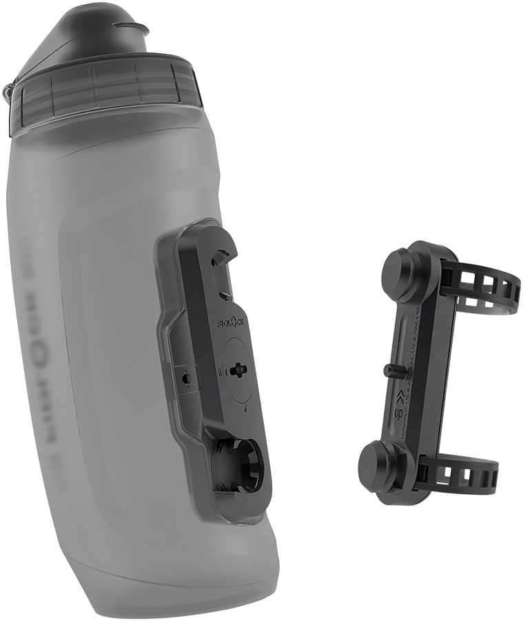 Fidlock TWIST Water Bottle Cage Set - Universal Base Mount, Strap-On, 590ml, Smoke