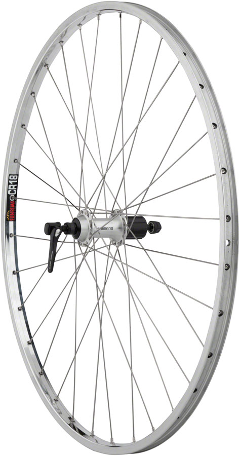 Quality Wheels CR-18 Rear Wheel - 27", QR x 130mm, Rim Brake, HG 10, Polished/Silver, Clincher