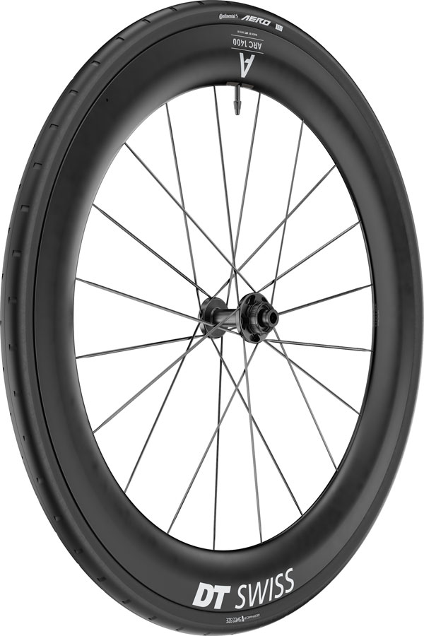 DT Swiss ARC 1400 DiCut 65 Front Wheel - 700, 12 x 100mm, Center-Lock, Black, WTS w/Aero 111 Tire
