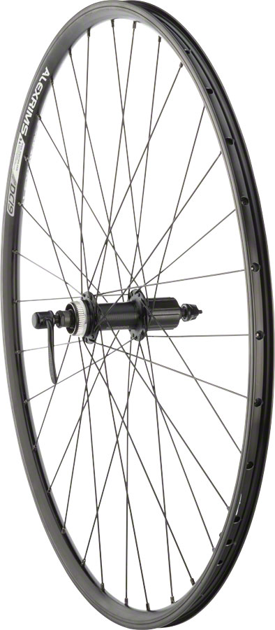 Quality Wheels Value Double Wall Series Rim+Disc Rear Wheel - 700, QR x135mm, Center-Lock, HG10, Black, Clincher