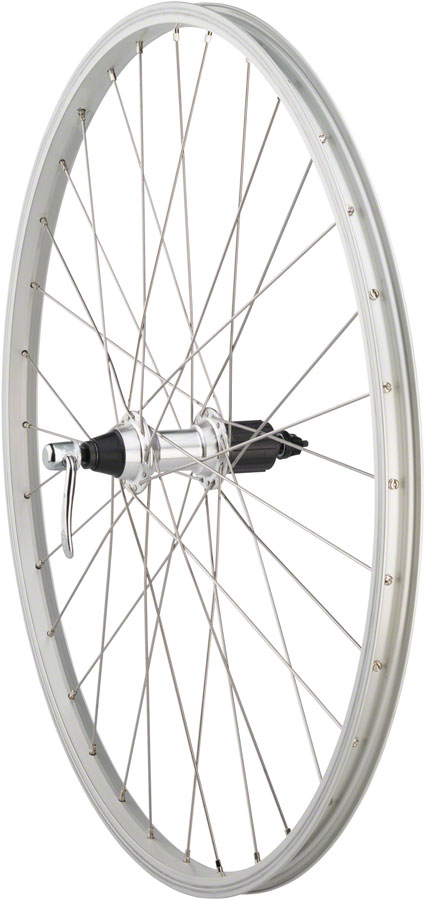 Quality Wheels Value Single Wall Series Rear Wheel - 26", QR x 135mm, Rim Brake, HG 10, Silver, Clincher