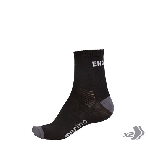 BaaBaa Merino 2Pack Socks Black- L/XL